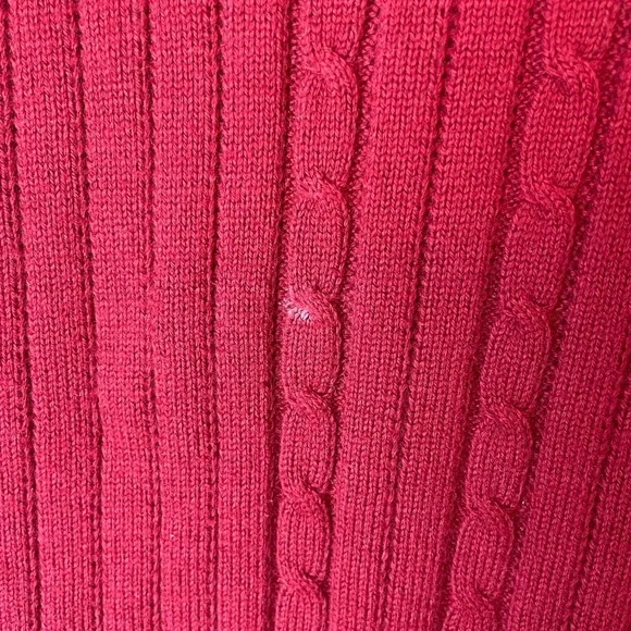 Vintage Eddie Bauer Red Cable Knit Cotton Cashmere V-Neck Sweater Vest Medium - Picture 3 of 7